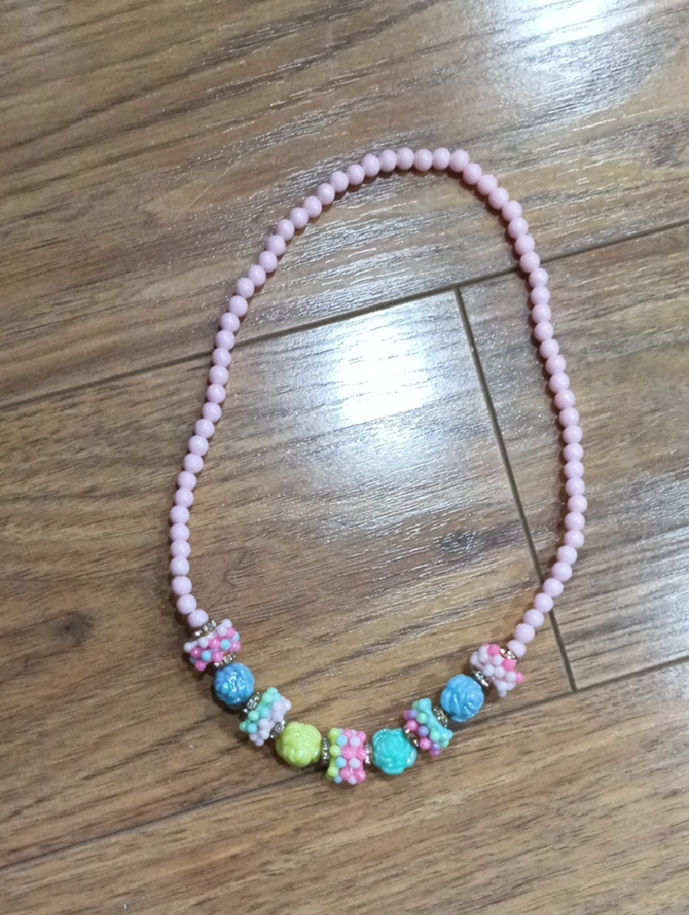 Source Unknown Pink Beaded Kids Necklace with Multicolor Accent Beads